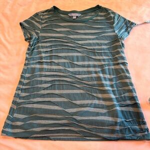 Simply Vera Vera Wang Teal and Gray Striped Short Sleeve Top